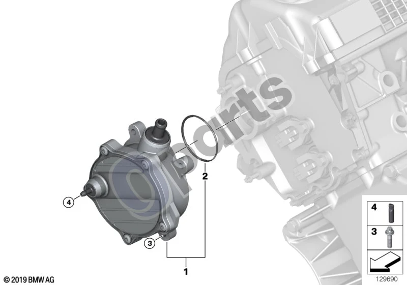 BMW 5 E60 E61 (2004–2010) Vakuuminis siurblys su vamzdeliais (E60 545I, E61 545I) schema – pozicija 01: Vakuuminis siurblys