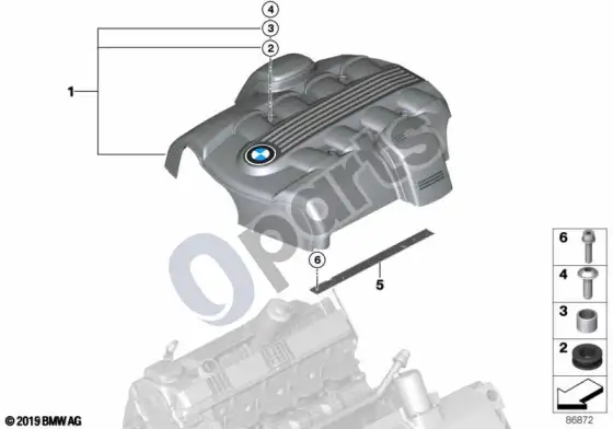 BMW 5 E60 E61 variklio akustika (E60 545I, E61 545I) – schema