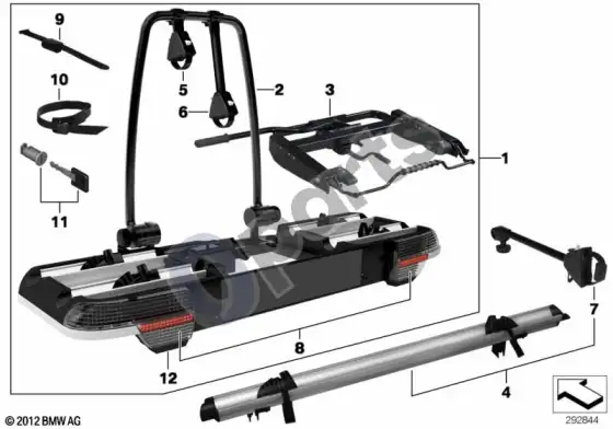 BMW 5 E60 E61 dviračių laikiklis ant vilkimo kablio (E60 LCI 520DM47N2, E60 520D, E61 LCI 520DM47N2, E61 520D) – schema