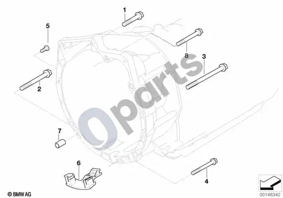 BMW 5 E60 E61 pavarų dėžės tvirtinimo detalės (E60 LCI 520DM47N2, E60 520D, E61 LCI 520DM47N2, E61 520D) – schema