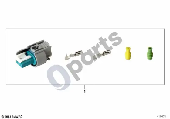 BMW 5 E60 E61 remonto komplektas, lizdo korpusas, 2 kontaktų (E60 LCI 520DM47N2, E60 520D, E61 LCI 520DM47N2, E61 520D) – schema