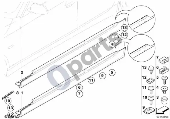 BMW 5 E60 E61 m apdaila, slenkstis / ratų arka – schema