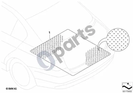 BMW 5 E60 E61 neslystantis kilimėlis (E60 LCI 520DM47N2, E60 520D) – schema
