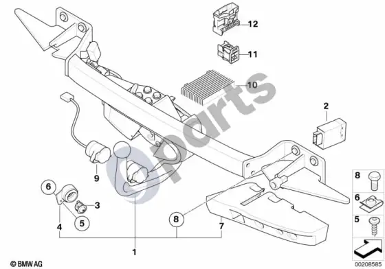 BMW 5 E60 E61 vilkimo kablys, elektra atlenkiamas – schema