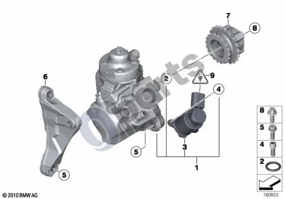 BMW 5 E60 E61 aukšto slėgio siurblys (E60 LCI 520DN47, E61 LCI 520DN47) – schema