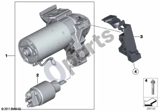 BMW 5 E60 E61 starteris (E60 LCI 520DN47, E61 LCI 520DN47) – schema