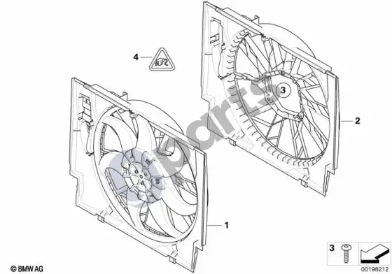 BMW 5 E60 E61 ventiliatoriaus gaubtas / ventiliatorius (E60 LCI 520DN47, E61 LCI 520DN47) – schema