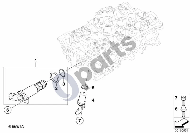 BMW 5 E60 E61 (2004–2010) Cilindrų galvutė, elektriniai papildomi komponentai (E60 LCI 520IN43, E61 LCI 520I) schema – pozicija 01: Solenoidinis vožtuvas (SOLV)