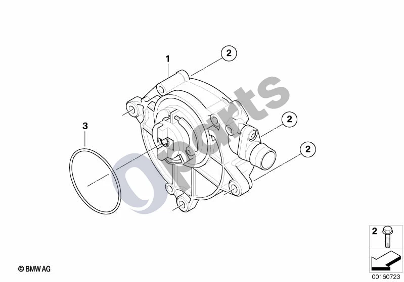BMW 5 E60 E61 (2004–2010) Vakuuminis siurblys (E60 LCI 520IN43, E61 LCI 520I) schema – pozicija 01: Vakuuminis siurblys