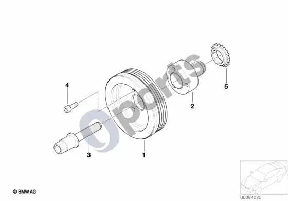 BMW 5 E60 E61 diržinė pavara, vibracijų slopintuvas (E60 LCI 520IN46N) – schema