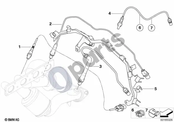BMW 5 E60 E61 lambda zondo tvirtinimo detalės (E60 LCI 520IN46N) – schema