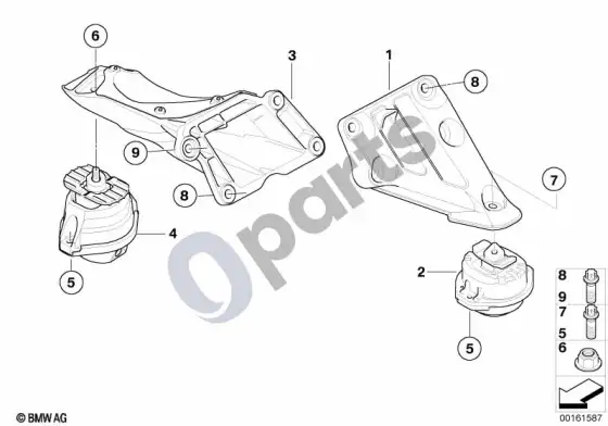 BMW 5 E60 E61 variklio pakaba (E60 LCI 530XIN52N, E60 525XI, E60 530XI, E61 LCI 530XIN52N, E61 525XI, E61 530XI) – schema