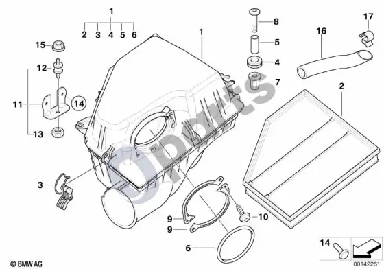 BMW 5 E60 E61 įsiurbimo oro duslintuvas / filtro elementas (E60 LCI 535D, E61 LCI 535D) – schema