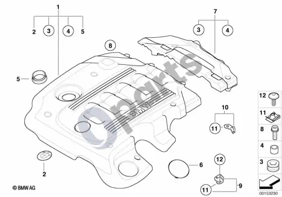 BMW 5 E60 E61 variklio akustika (E60 LCI 535D, E61 LCI 535D) – schema