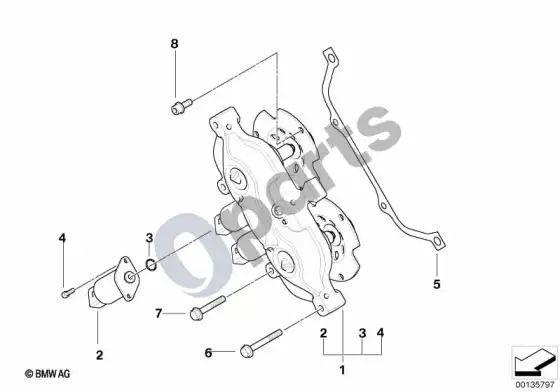 BMW 5 E60 E61 cilindrų galvutė vanos (E60 M5, E61 LCI M5) – schema