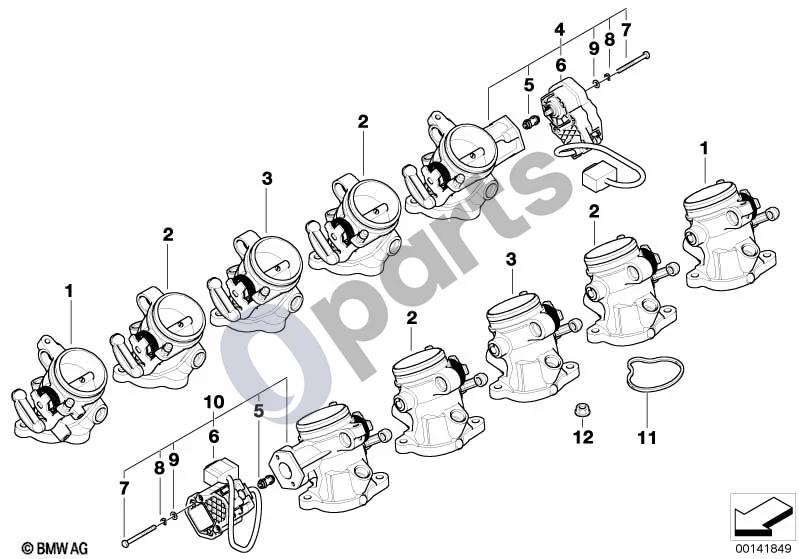 BMW 5 E60 E61 (2004–2010) Droselio korpuso mazgas (E60 M5, E61 LCI M5) schema – pozicija 02: Droselio korpuso mazgas