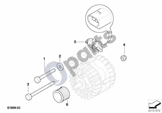 BMW 5 E60 E61 generatorius, atskiros dalys (E60 M5, E61 LCI M5) – schema