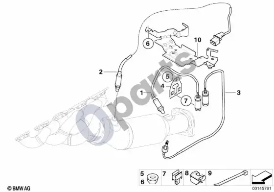 BMW 5 E60 E61 lambda zondo tvirtinimo detalės (E60 M5, E61 LCI M5) – schema