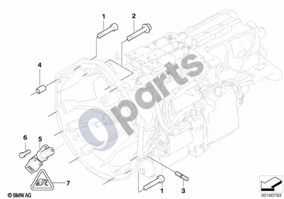 BMW 5 E60 E61 pavarų dėžės tvirtinimas (E60 M5, E61 LCI M5) – schema