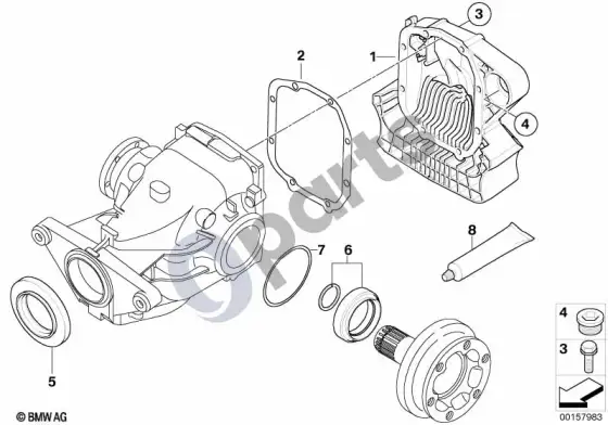 BMW 5 E60 E61 galinės pavaros tarpiklių komplektas (E60 M5) – schema