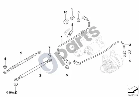 BMW 5 E60 E61 kabelis, starteris (E60 M5) – schema
