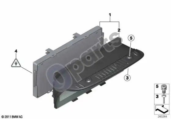 BMW 5 E60 E61 borto monitorius (E61 520D) – schema