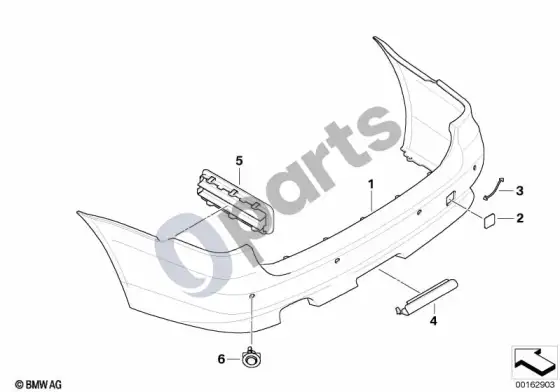 BMW 5 E60 E61 galinė apdailos plokštė (E61 520D) – schema