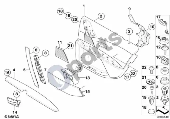 BMW 5 E60 E61 galinė durų apdailos plokštė / šoninė oro pagalvė (E61 520D) – schema
