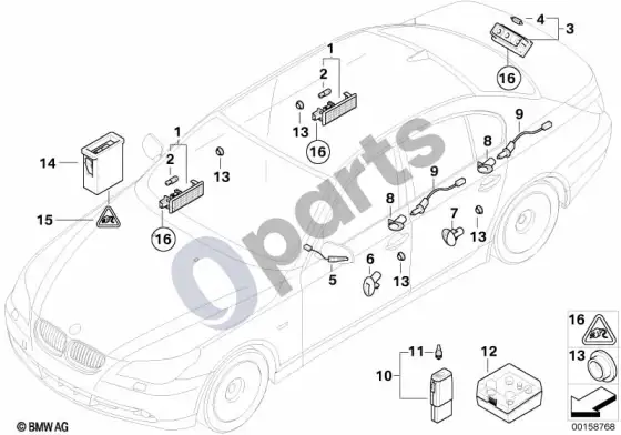 BMW 5 E60 E61 įvairios lemputės / atsarginių lempučių dėžutė (E61 520D) – schema