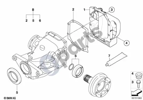 BMW 5 E60 E61 galinės pavaros tarpiklių komplektas (E61 525IM54) – schema