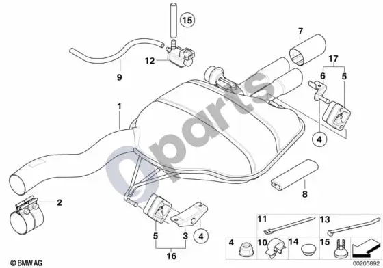 BMW 5 E60 E61 išmetimo sistema, galinė (E61 530I, E61 530XI) – schema
