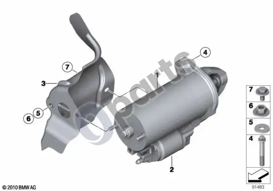 BMW 5 E60 E61 starteris (E61 550I) – schema