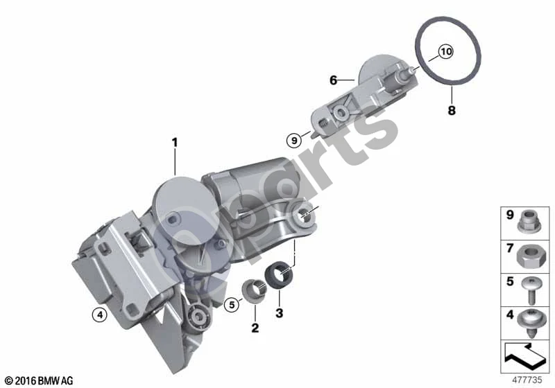 BMW 5 E60 E61 (2004–2010) Atskiros galinio stiklo valytuvo dalys (E61 LCI 520DM47N2, E61 520D) schema – pozicija 06: Valytuvų veleno ašis