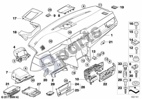 BMW 5 E60 E61 prietaisų skydelio apdailos plokštė (E61 LCI 520DM47N2) – schema