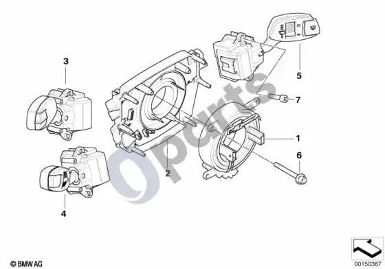 BMW 5 E60 E61 vairo kolonėlės jungiklis / valdymo blokas; 2007.03 - ... (E61 LCI 520DM47N2) – schema