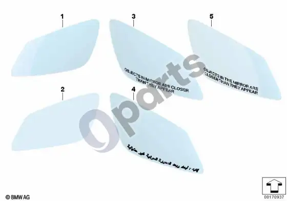 BMW 5 E60 E61 veidrodėlio stiklas (E61 LCI 520DM47N2) – schema