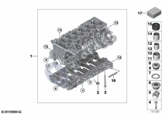 BMW 5 E60 E61 variklio blokas (E61 LCI 523IN52N, E61 LCI 525IN52N) – schema