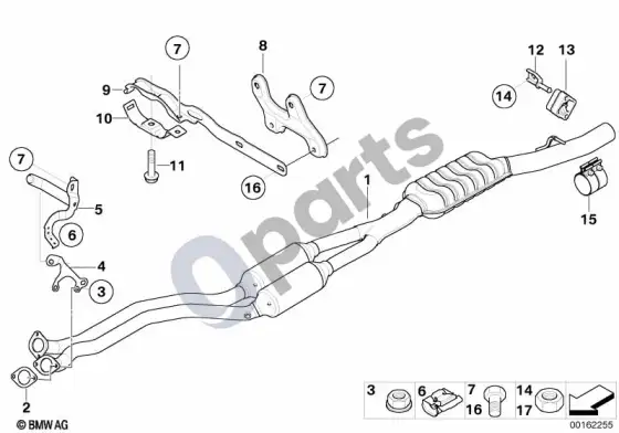 BMW 5 E60 E61 katalizatorius/priekinis duslintuvas (E61 LCI 530IN53) – schema