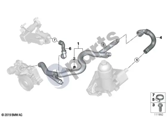 BMW 5 E60 E61 aušinimo sistemos vandens žarnos (E61 LCI 535D) – schema