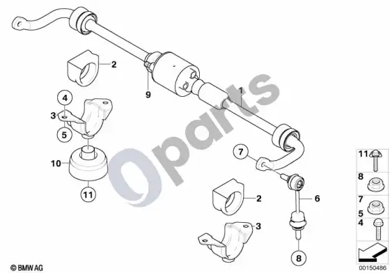 BMW 5 E60 E61 galinis stabilizatorius/dynamic drive (E61 LCI 535D, E61 535D) – schema
