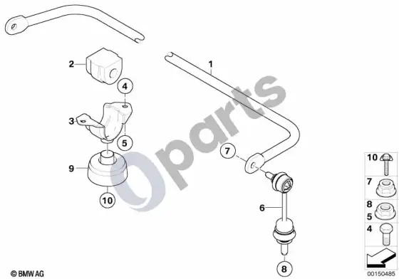 BMW 5 E60 E61 galinis stabilizatorius (E61 LCI 535D, E61 535D) – schema