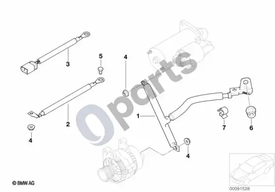 BMW 5 E60 E61 akumuliatoriaus kabelis / starterio kabelis (E61 LCI 550I, E61 550I) – schema