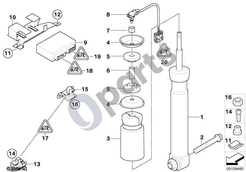 BMW 5 E60 E61 (2004–2010) Galinė amortizatoriaus statramstė EDC/valdymo blokas/jutiklis (E61 LCI M5) schema – pozicija 06: Distancinis elementas