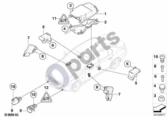 BMW 5 E60 E61 elektros dalys, oro pagalvė; 2005.09 - ... – schema