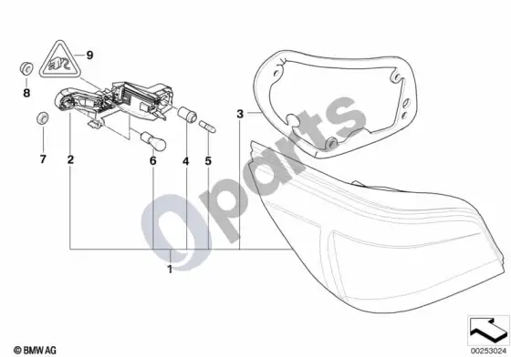 BMW 5 E60 E61 galinis žibintas šoniniame skydelyje; 2007.03 - ... – schema