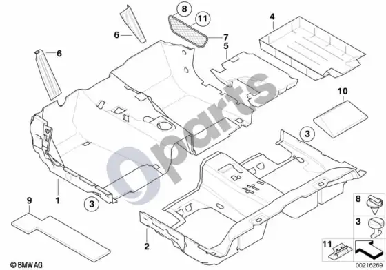 BMW 5 E60 E61 grindų danga – schema