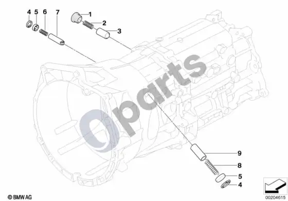 BMW 5 E60 E61 GS6X53DZ vidinės pavarų perjungimo detalės – schema