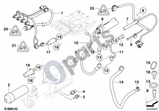 BMW 5 E60 E61 GS7S47BG hidraulinis blokas, atskiros dalys – schema