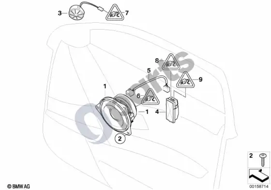 BMW 5 E60 E61 individual garso sistema, priekinės durys; 2007.03 - ... – schema
