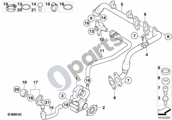 BMW 5 E60 E61 įsiurbimo kolektoriaus sistema, EGR – schema